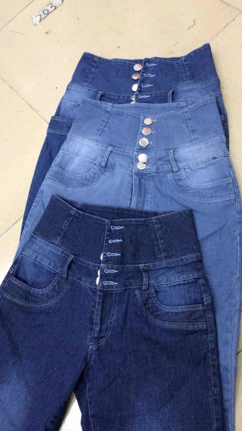 

WEPBEL Women Fashion High Waist Jeans Slim Fit Pencil Jeans Lady Classic Single-breasted Jeans Long Denim Pants Stretchy Jeans