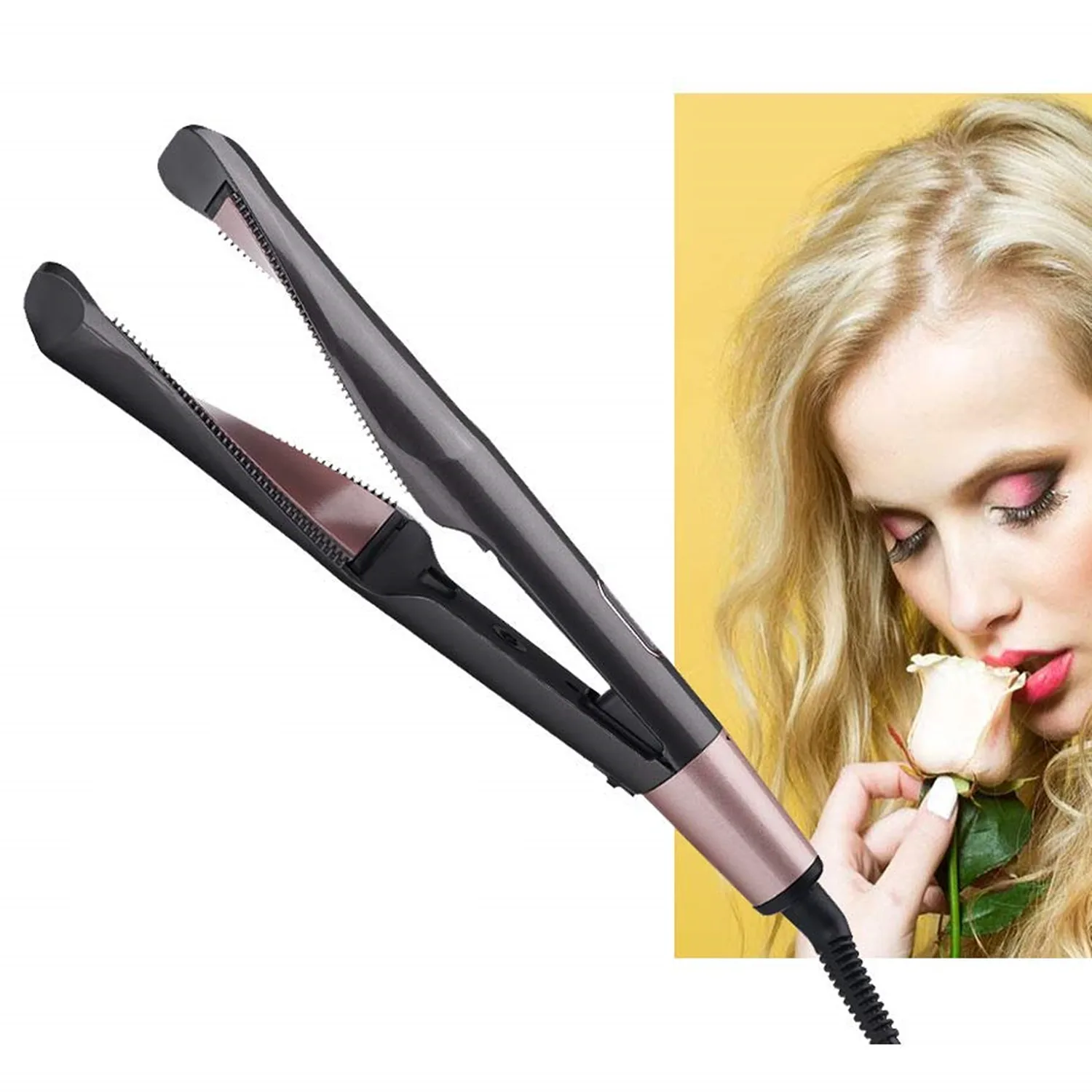 

Hair Iron Flat 2 In 1 Professional Straightener Curler Ceramics Coating Styling Tool For Hair Straightening Curling Fast Heating