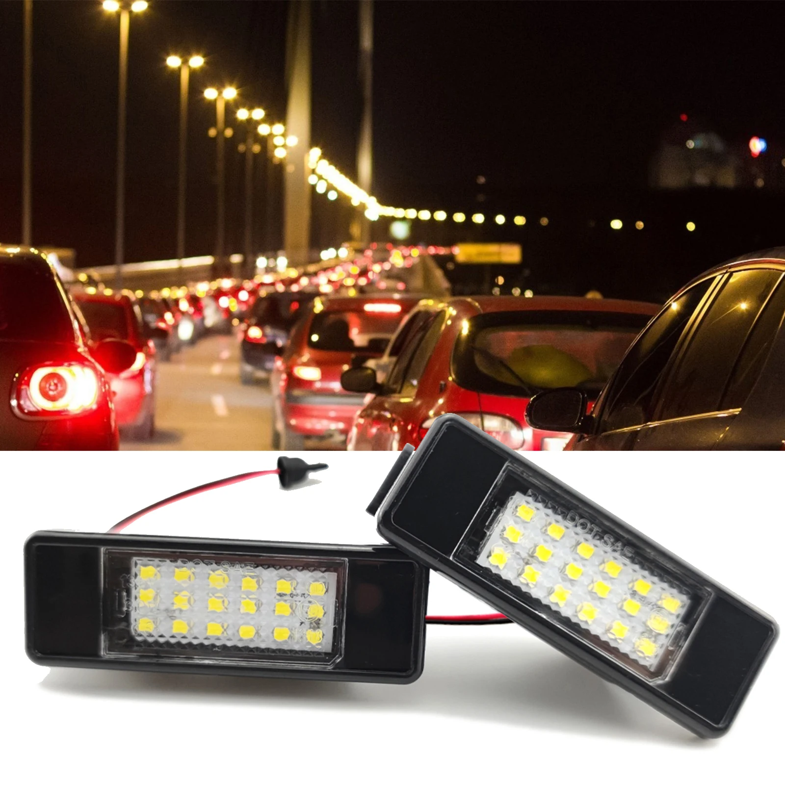 

1 Pair Car Modified LED License Plate Lights Signal Lamp for Qashqai J10 J11