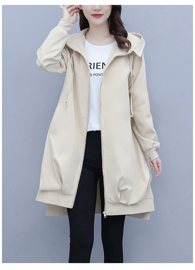 Trench coat Womens 2021 Spring Autumn Hoodies top Plus size Slim Students Baseball clothes Medium length Windbreaker Coats FC963 long puffer