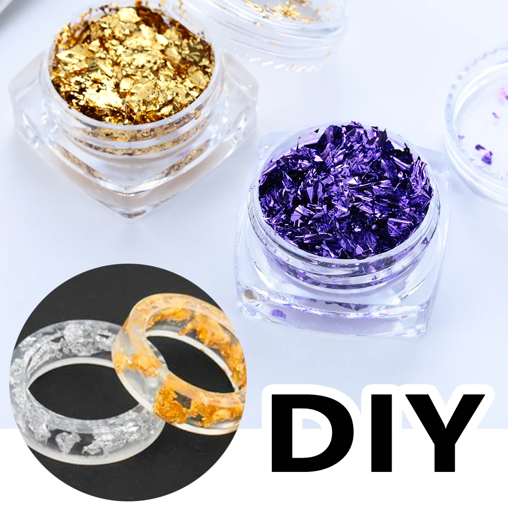 

2 коробки, сломанная Золотая фольга, серебряная фольга, сделай сам, Кристаллы ручной работы, аксессуары, наполнитель, синий порошок