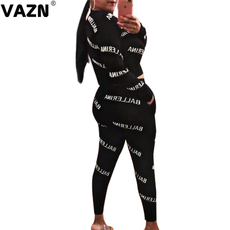 VAZN GWNY18654, лето, красный, черный, с буквенным принтом, с круглым вырезом,, комплект, длинный рукав, длинные штаны, 2 предмета, комплекты для ночного клуба, молодых ветров