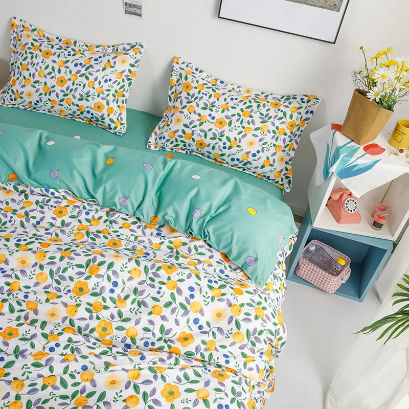 SlowDream цветы Постельное белье синий плоский лист модные постельное покрывало