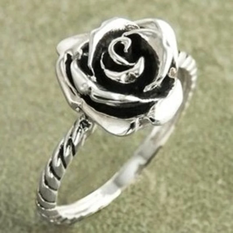

Fashion 925 Sterling Silver Rose Engagement Wedding Love Ring Size 6-10