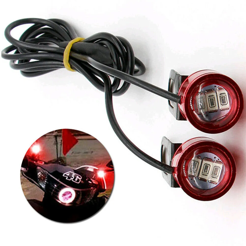 

Red Rearview Mirror Light Replacement 10W 2Pcs Flash Strobe Motorcycle