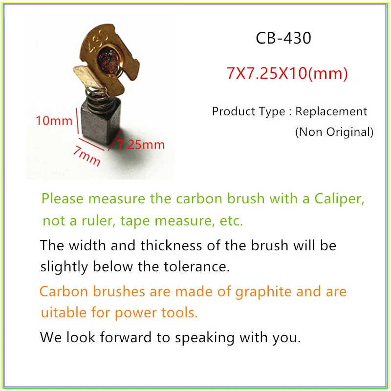 

4 шт. CB-438 угольная щетка для замены электрического молотка Makita 8433D 6316D 6236D BSS500 SC190D UB360 BHR162 6,2X10 X13,7 мм