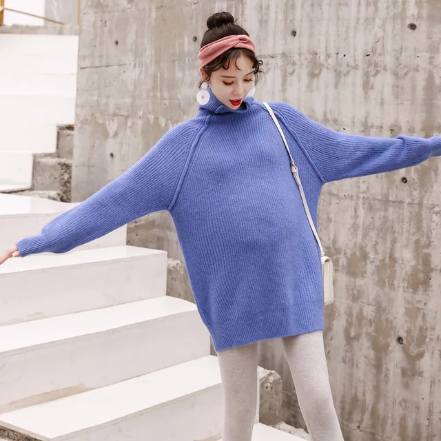 

Maternity Sweaters High Quality Solid Color Turtleneck Sweater for Pregnant Women Autumn Winter Large Size Maternity Clothes