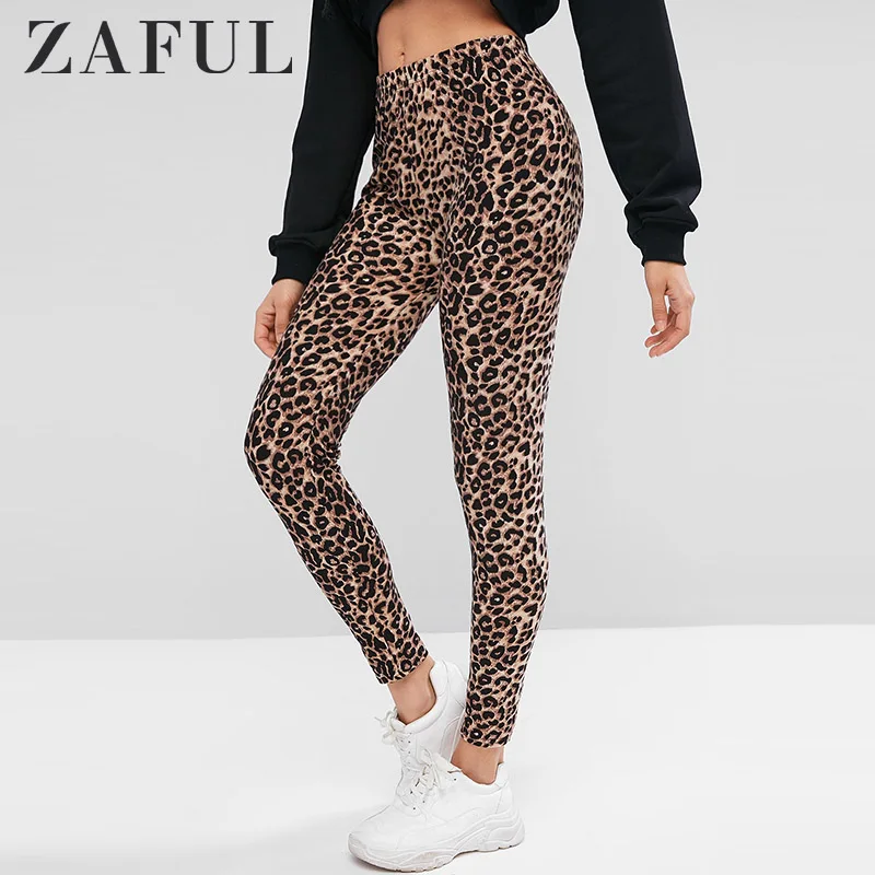 ZAFUL леопардовые леггинсы с высокой талией женские сексуальные легинсы принтом