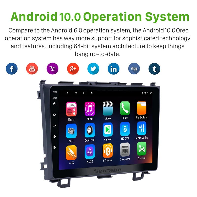 Автомагнитола Seicane 2 Din Android 10 0 9 дюймов GPS навигация Bluetooth для Honda CRV 2006 2007 2008 2009 2010