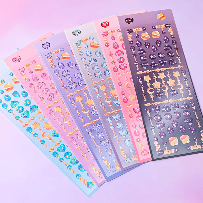 

South Korea Ins Colorful Laser Stickers Creative Aesthetics DIY Manual Photo Album Scrapbook Stationery Stickers Sequin Stickers