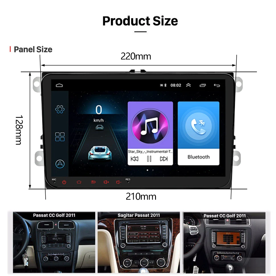Camecho 2 Din Android 8,1 автомобильный Радио gps стерео MP5 плеер для Volkswagen Skoda Octavia Golf 5 6 touran passat B6 Jetta tiguan