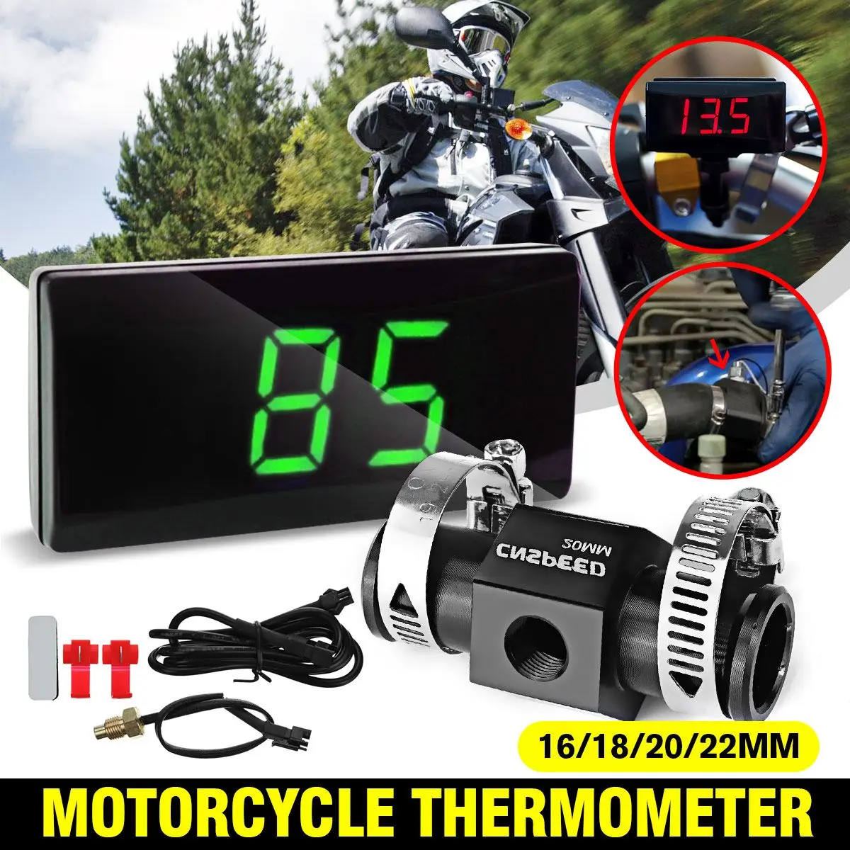 

Water Temperature Gauge For Motorcycle Universal Digital Led Display Sensor Adapter Motorcycle Racing Accessories 16/18/20/22MM