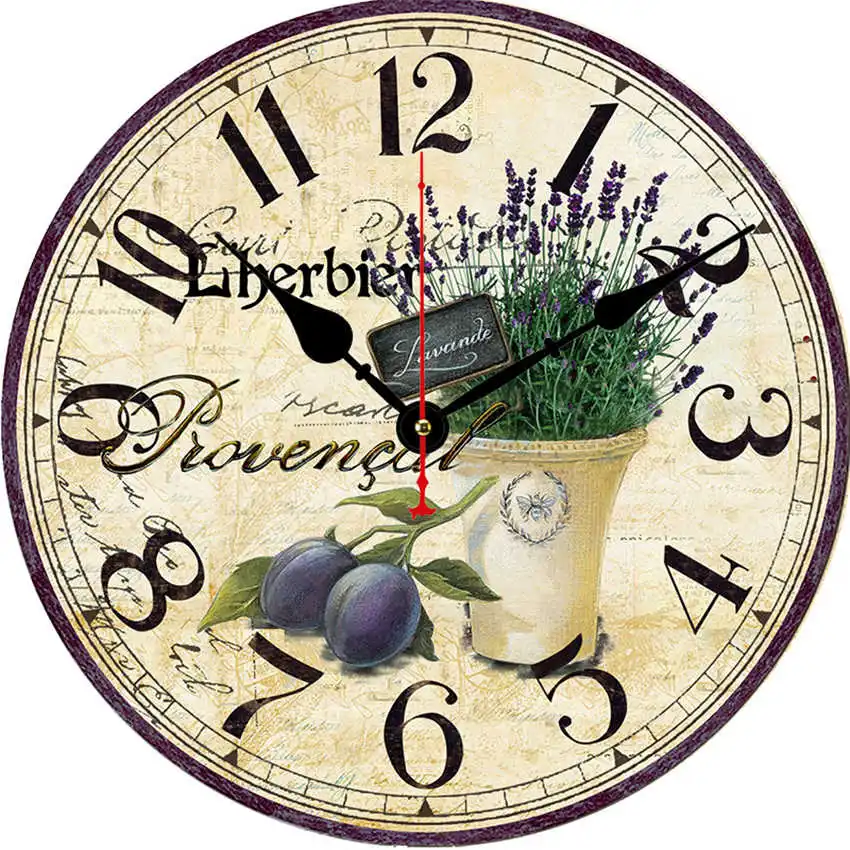 Flower Clock H Винтажные настенные часы, кухонные часы, круглые подвесные римские цифры, настенные часы, практичное украшение для гостиной - Цвет: Flower Clock H