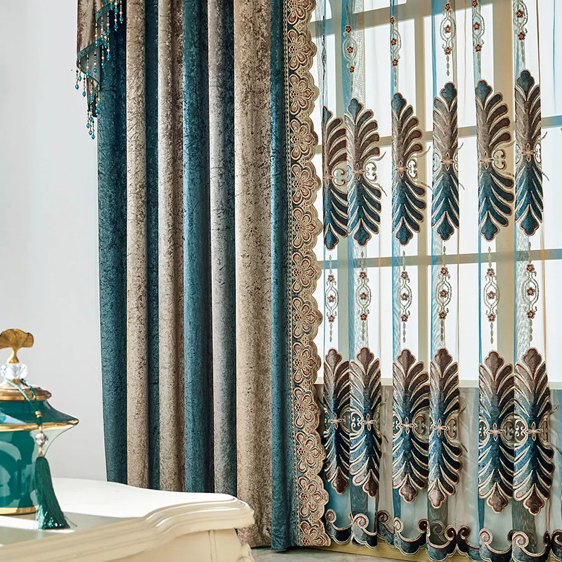 Корейские шторы с градиентным принтом лазерной вышивкой для гостиной столовой