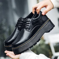 new style womens casual leather shoes fashion platform leather womens shoes with thick soles high end martin shoes