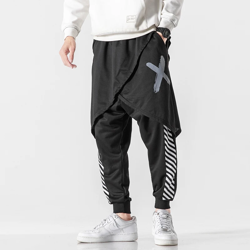 

Брюки-Джоггеры мужские в стиле хип-хоп, уличная одежда, брюки-султанки, модные штаны с эластичным поясом, хлопковые черные брюки из двух пред...