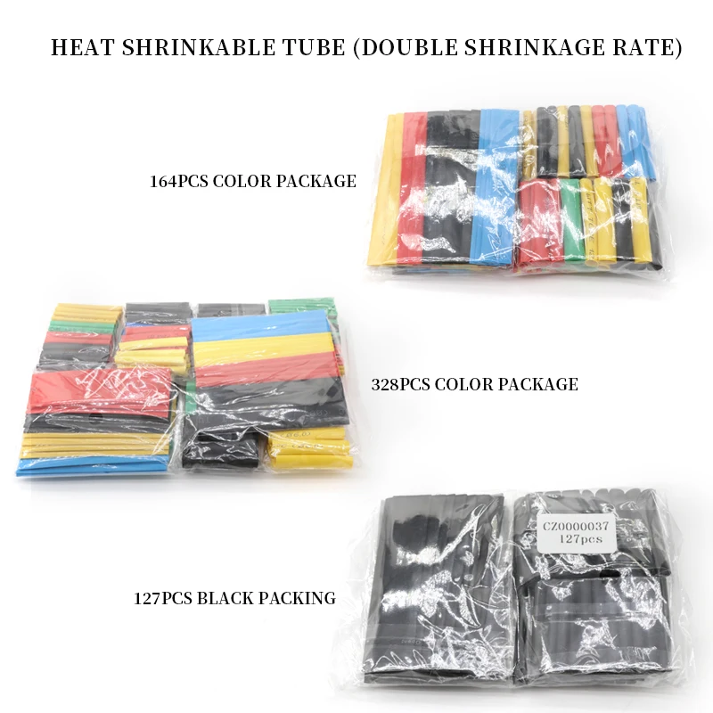 

127/164/328pcs Polyolefin Shrinking Assorted Heat Shrink Tube Set Wire Cable Insulated Sleeving Tubing hand tools Kit