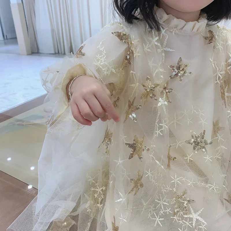 Платье принцессы DFXD весенне-летнее платье с блестками и звездами вечерние