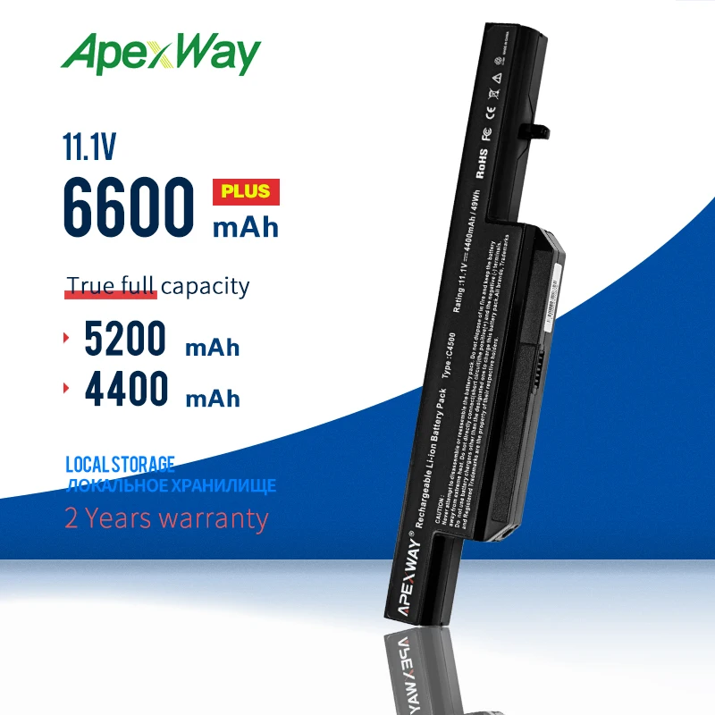Аккумулятор ApexWay для ноутбука 11 1 В Φ c4500bat 6 CLEVO C4100 C4500 C4500Q B4100M B4105 B5130M W150 W170HN|laptop