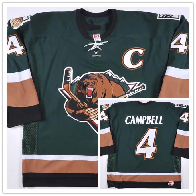 

2006-07 4 Ed Campbell Utah Grizzlies Game Ice Hockey Jersey Mens Embroidery Stitched Customize any number and name Jerseys