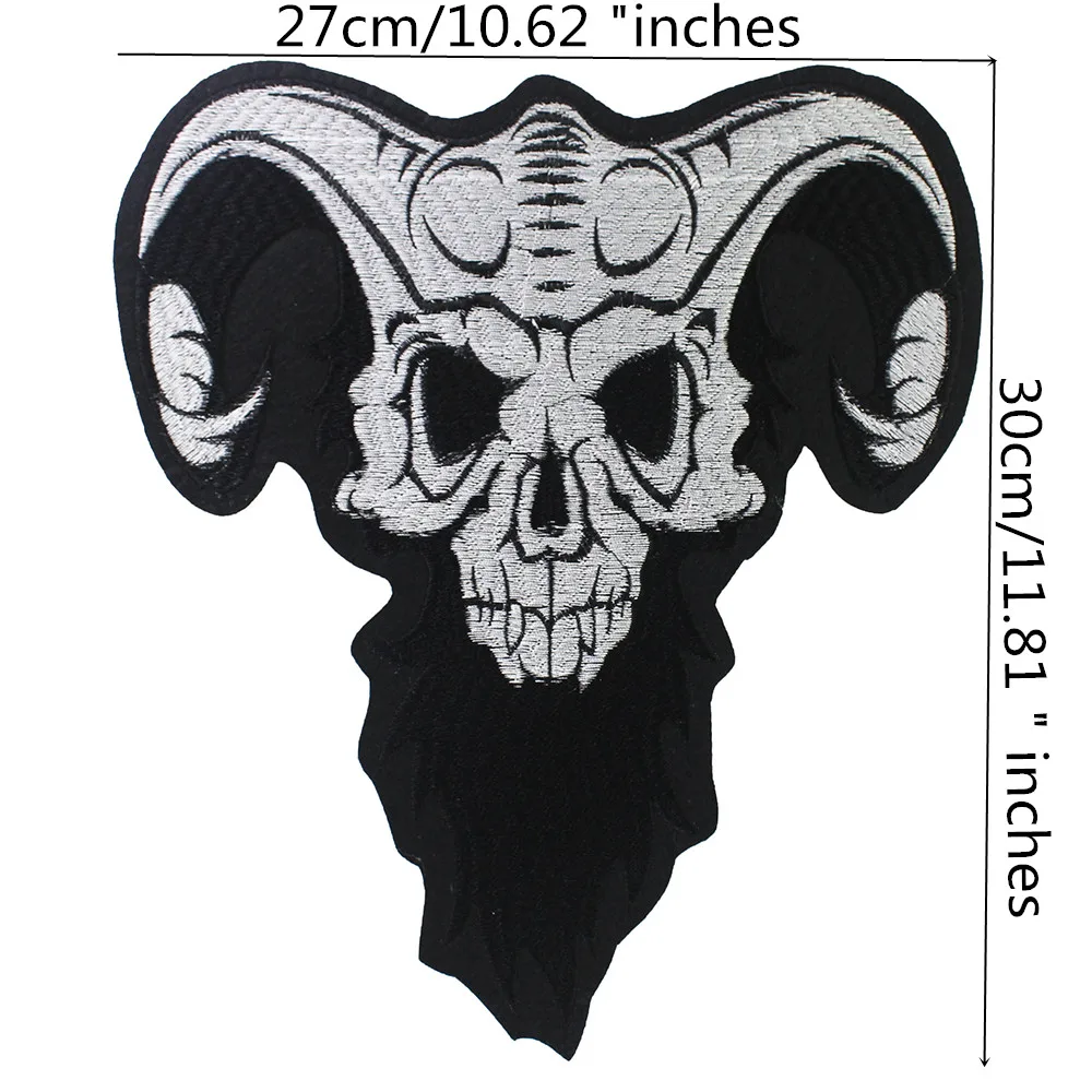 Sheep Horn Skull Design Motocycle Bike Back Patches Iron on Jacket Jeans Badge Embroidery Applique Srickers | Дом и сад