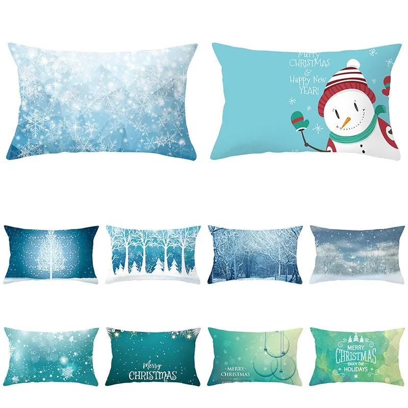 

Snowflake Scenery Christmas cushion by Rectangle Waist Printing Cushion Cover or Sofa Living Room Decorative Pillow Case 30*50cm