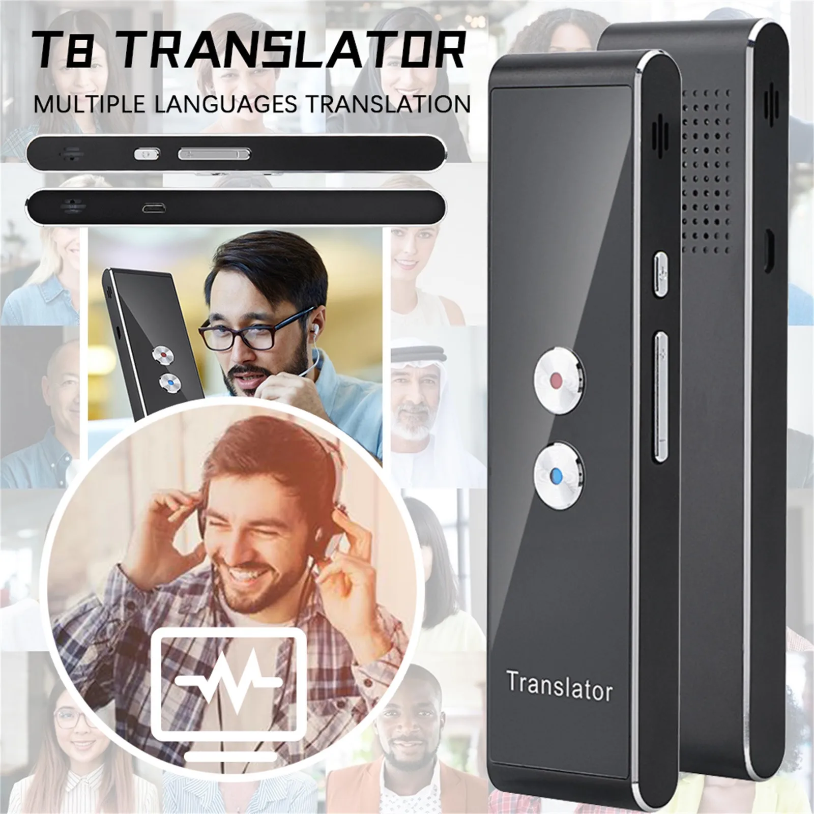 Интеллектуальный переводчик портативный беспроводной 68 языков двунаправленный