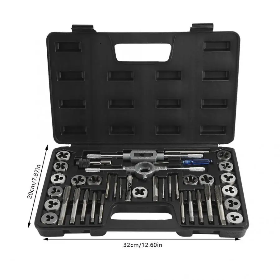 40Pcs/set Screw Taps Tool Set M3-M12 Nut Tap and Die with Wrenches Thread Gauge Heavy Duty Hand Tools | Инструменты