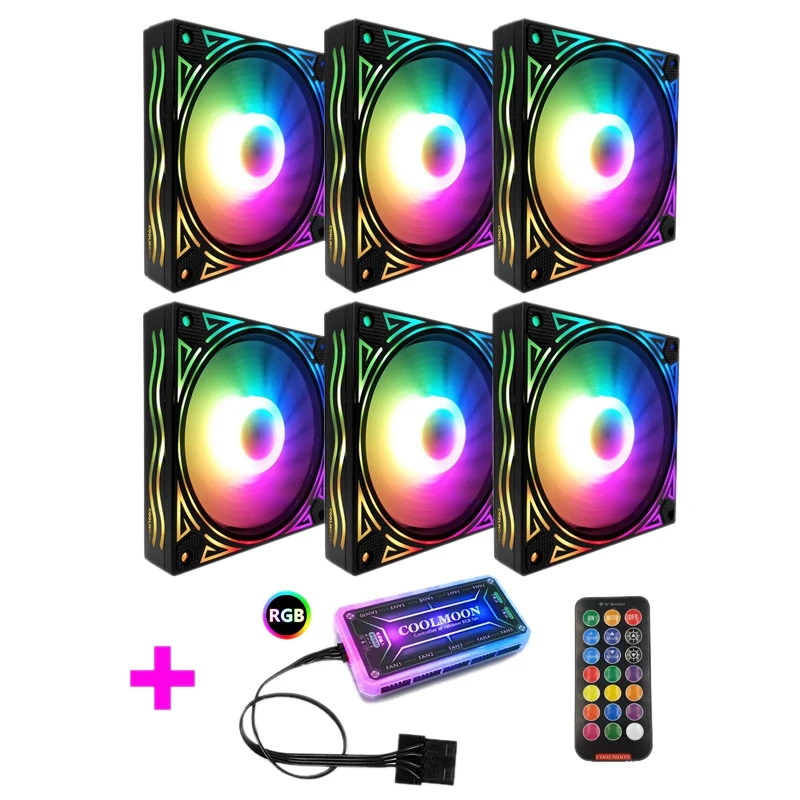 COOLMOON чехол для компьютера ПК вентилятор охлаждения RGB Регулировка 120 мм тихий +