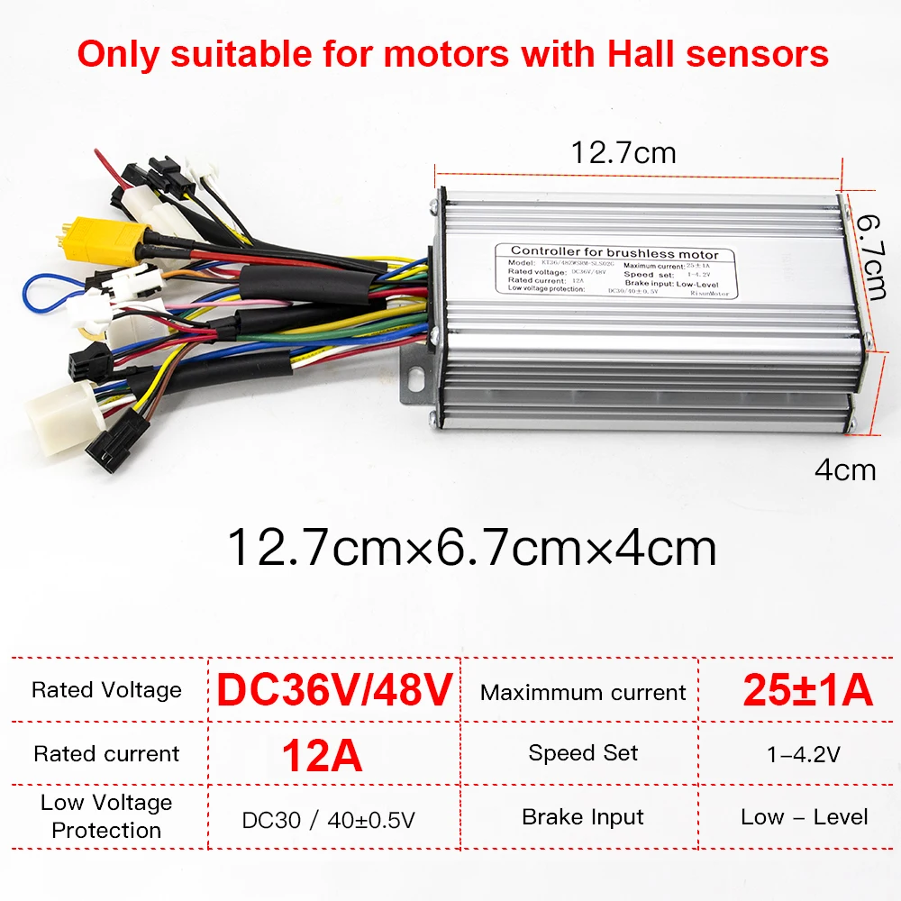 Контроллер электровелосипеда в 36 В 48V 500W 25A бесщеточный 9 Mosfet прямоугольную волну