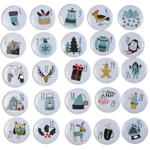 24Pcs Christmas Button Pins Advent Calendar Number Badge Brooch for DIY  Decor