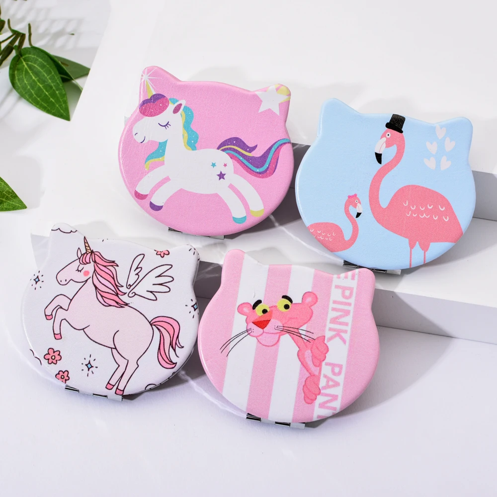 Кошачий пигмент Unicorn с зеркальным эффектом Складное двухстороннее милое розовое