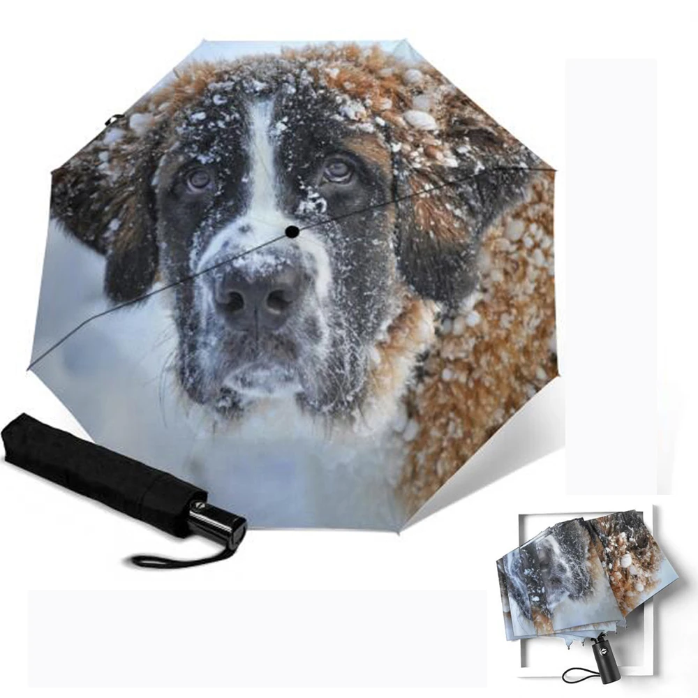 Роскошный автоматический зонт с рисунком милой собаки складной 3 зонтиками от