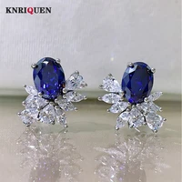 2021 trend 100 925 silver 68mm ruby sapphire gemstone earrings for women luxury high carbon diamond party fine jewelry gift