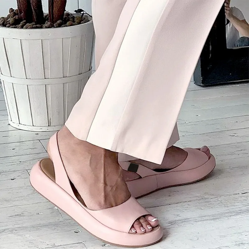 Сандалии женские с открытым носком повседневная обувь на толстой мягкой подошве