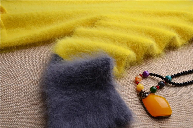 Женский модный плюшевый кашемировый вязаный длинный свитер свободного кроя с