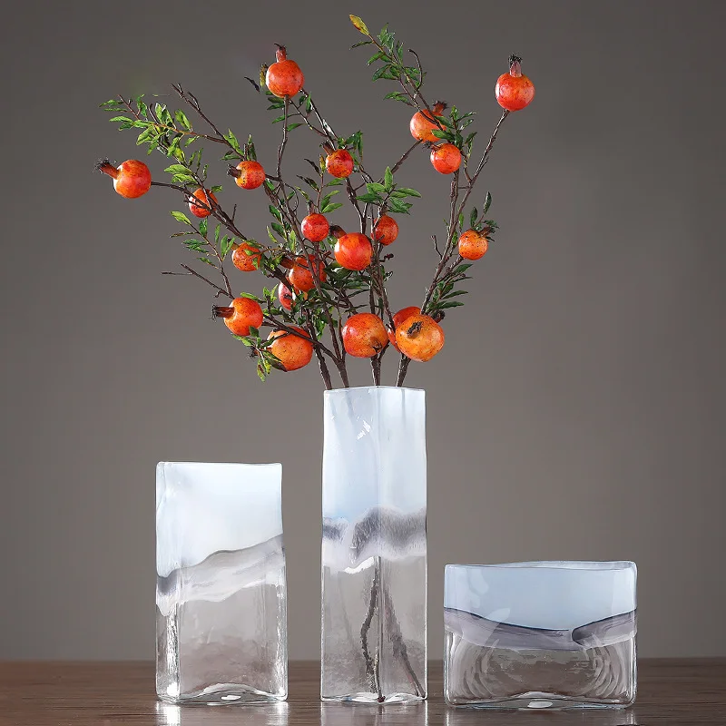 Современная Минималистичная светильник голубая полупрозрачная стеклянная ваза