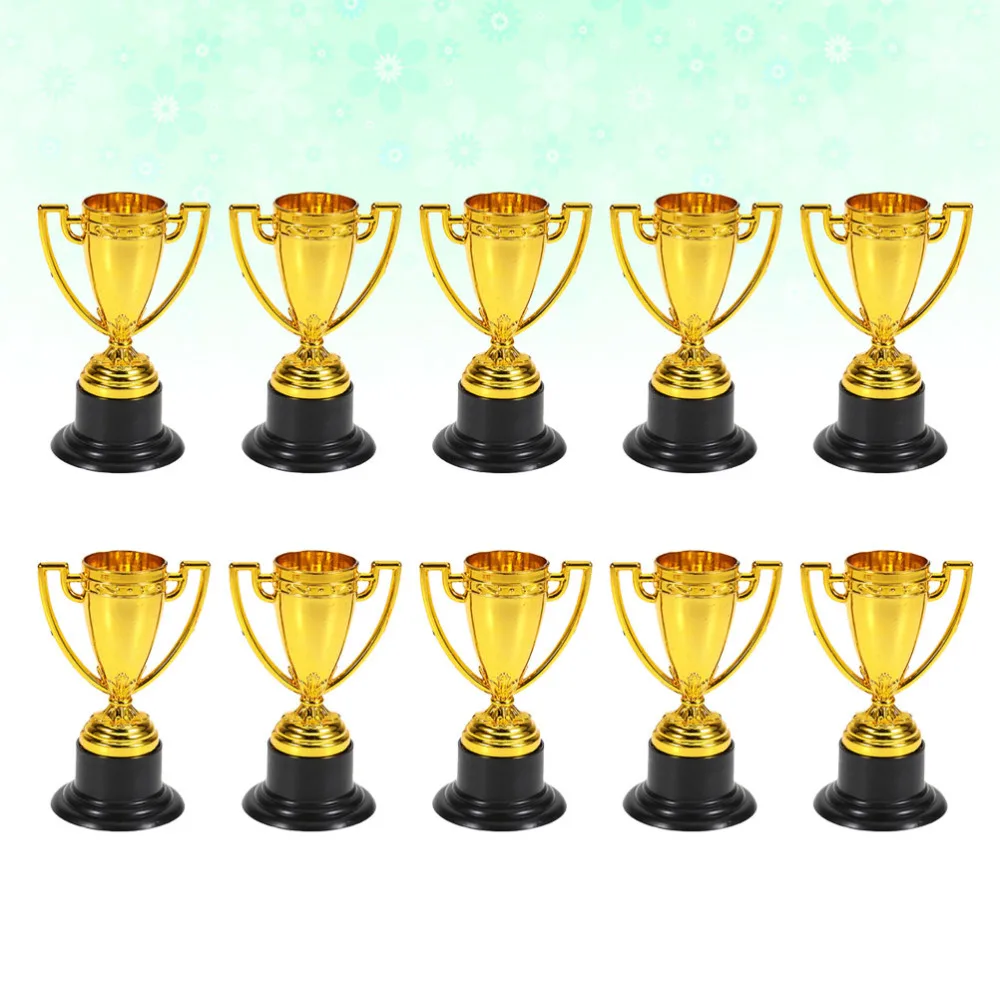 

12pcs Golden Mini Award Trophy Reward Prizes Decor Kindergarten Kids Gift Awards Trophy with Black Base for Competition
