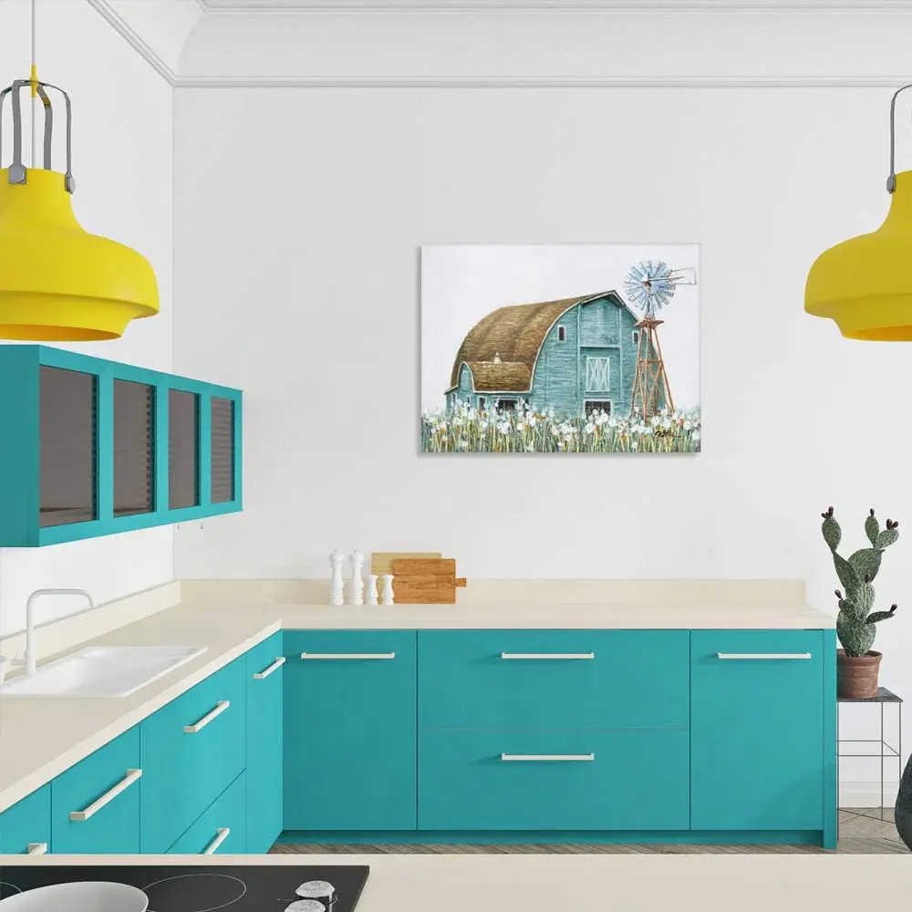 Деревенский старинный сарай холст картина маслом настенное искусство