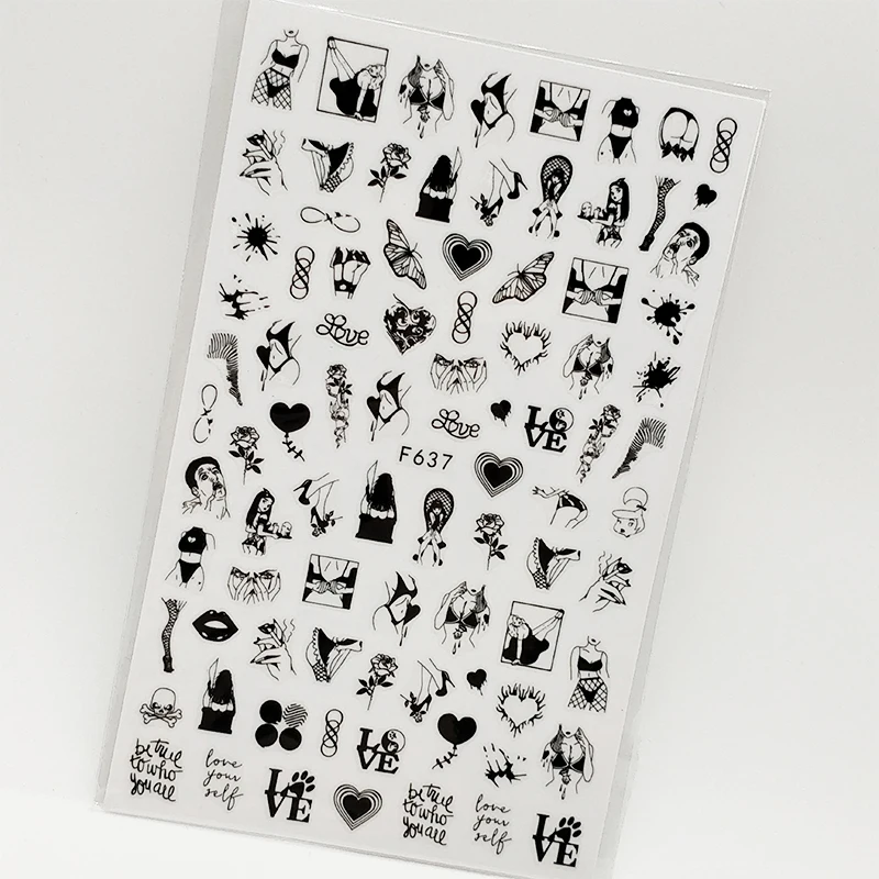 3D наклейки для ногтей Геометрические Животные украшения слайдер панда волк