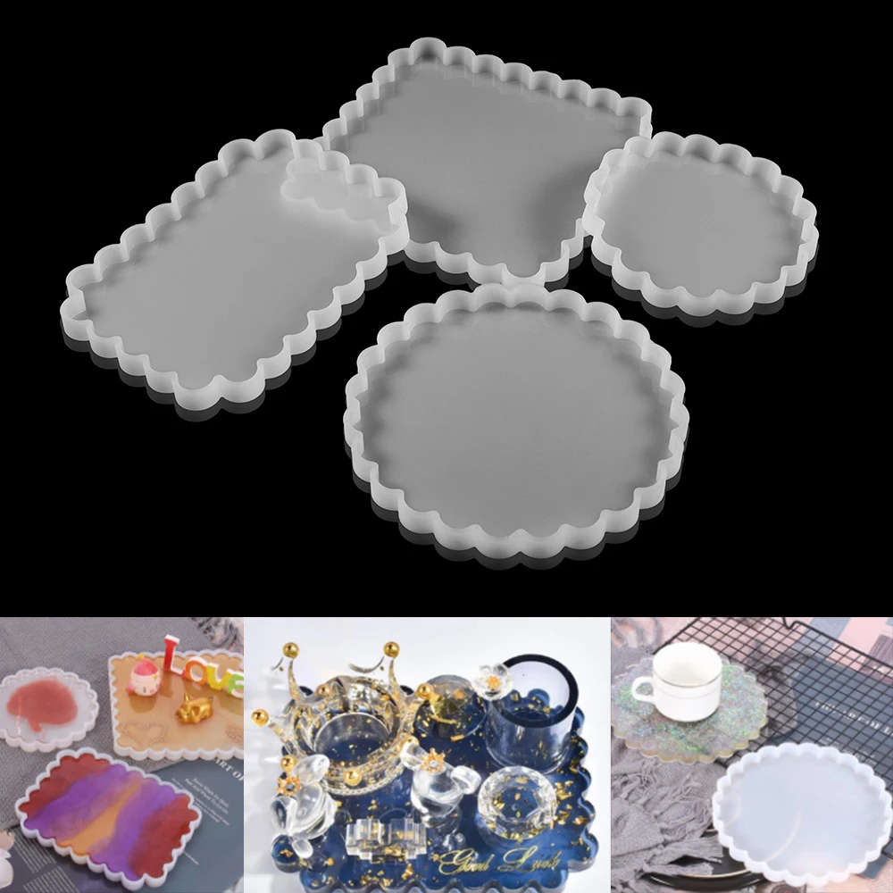 

Round Square Shape Silicone Mold Epoxy Resin Coaster BaseWave Style Tray Moulds Home Decoration for DIY Jewery Making Supplies