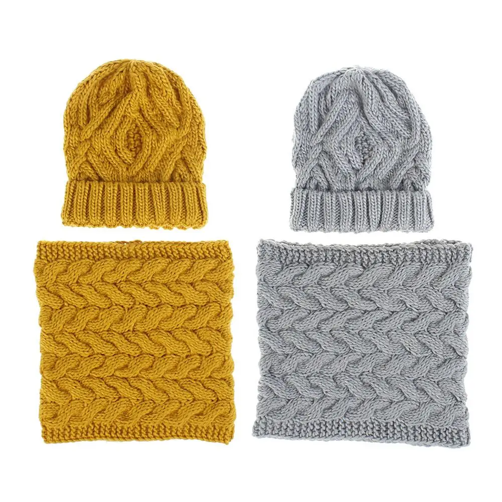 Женский мягкий теплый толстый вязаный шарф зимний комплект из шапки и зима