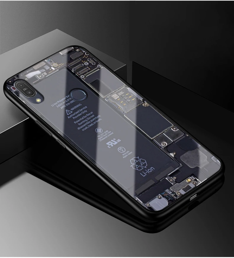 Для Asus Zenfone Max Pro M2 ZB631KL Чехол Жесткий PC стеклянный чехол для телефона черный TPU бампер чехол для Asus ZB631KL закаленное стекло