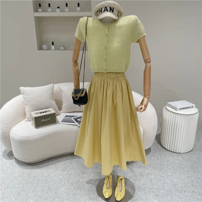 

Women's Spring Summer 2021 Niche Design Fashion Medium Length Puffy High Waist Slim Skirt