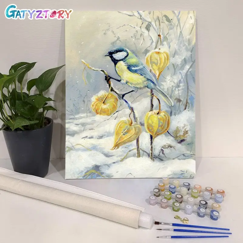 

GATYZTORY Painting By Numbers With Frame Acrylic Paint Birds Animals Number Painting For Home Decor ON Canvas Painting For Wall