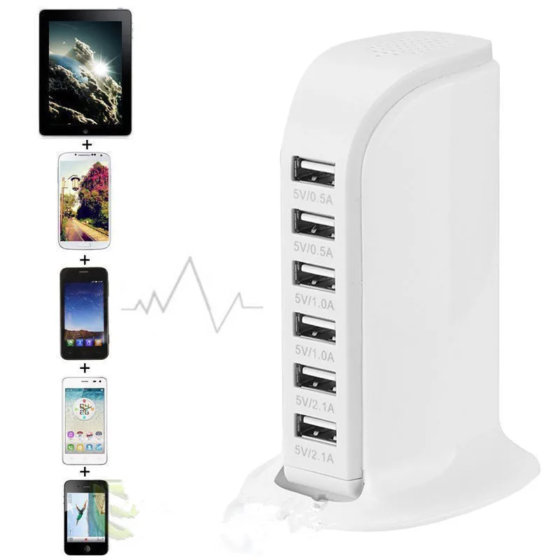 

Universal Fast Multi 6 USB Port Hub Charger Desktop Quick Charging Dock Station Home Travel Adapter Wall Socket 30W For iPhone