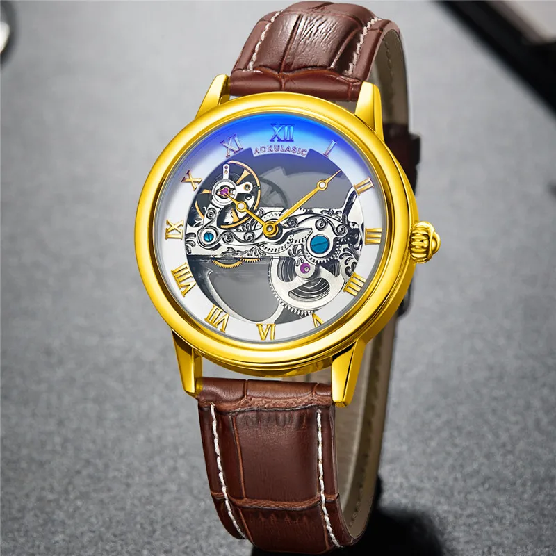 AOKULASIC автоматические механические мужские наручные часы военные армейские