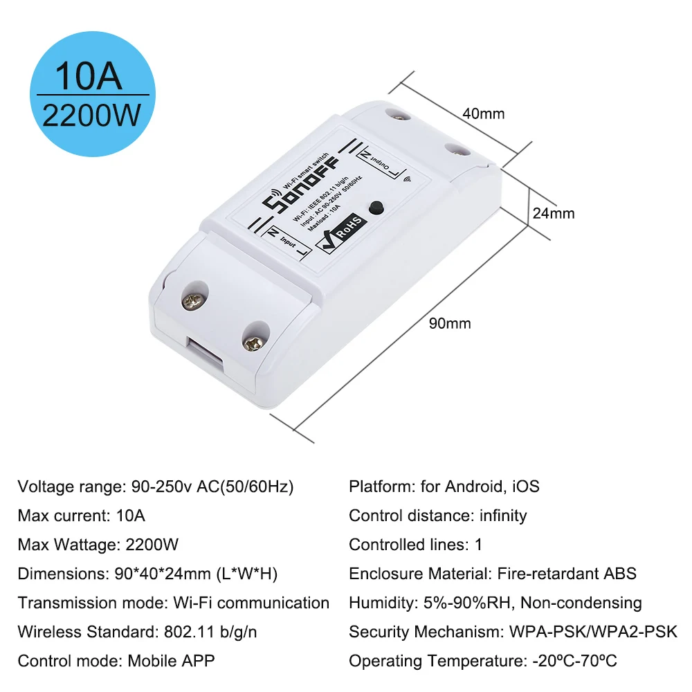 Интеллектуальный выключатель света SONOFF Basic Wi-Fi таймера Беспроводной