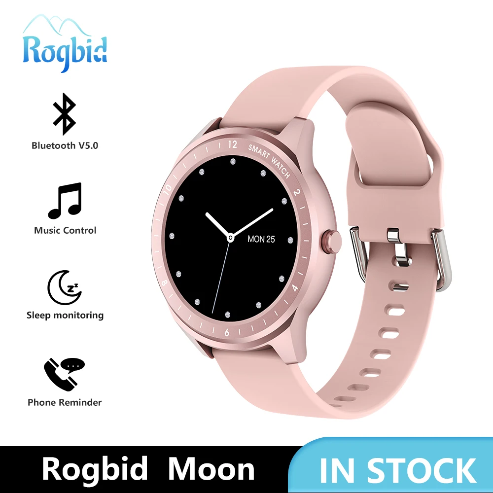 Женские умные часы Rogbid Moon Bluetooth V5.0 пульсометр Смарт для мужчин с напоминанием о