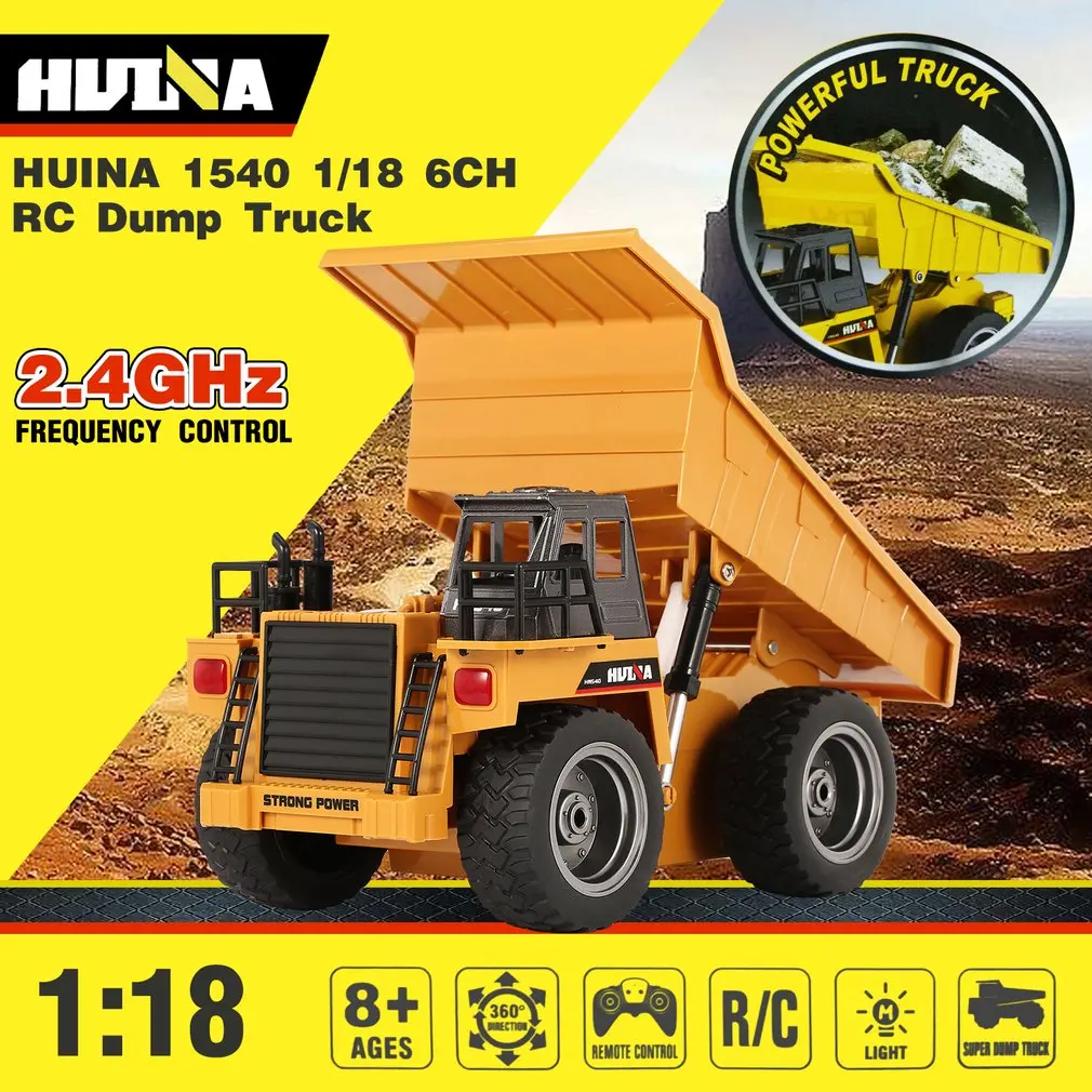 HUINA 1540 1/18 2 4G 6CH версия сплава вращение на 360 градусов RC грузовик Строительная